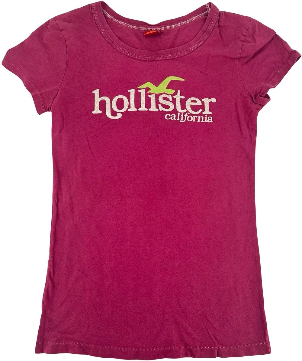 Vintage y2k Womens Pink Hollister California Beach Graphic Babydoll T Shirt Sz S